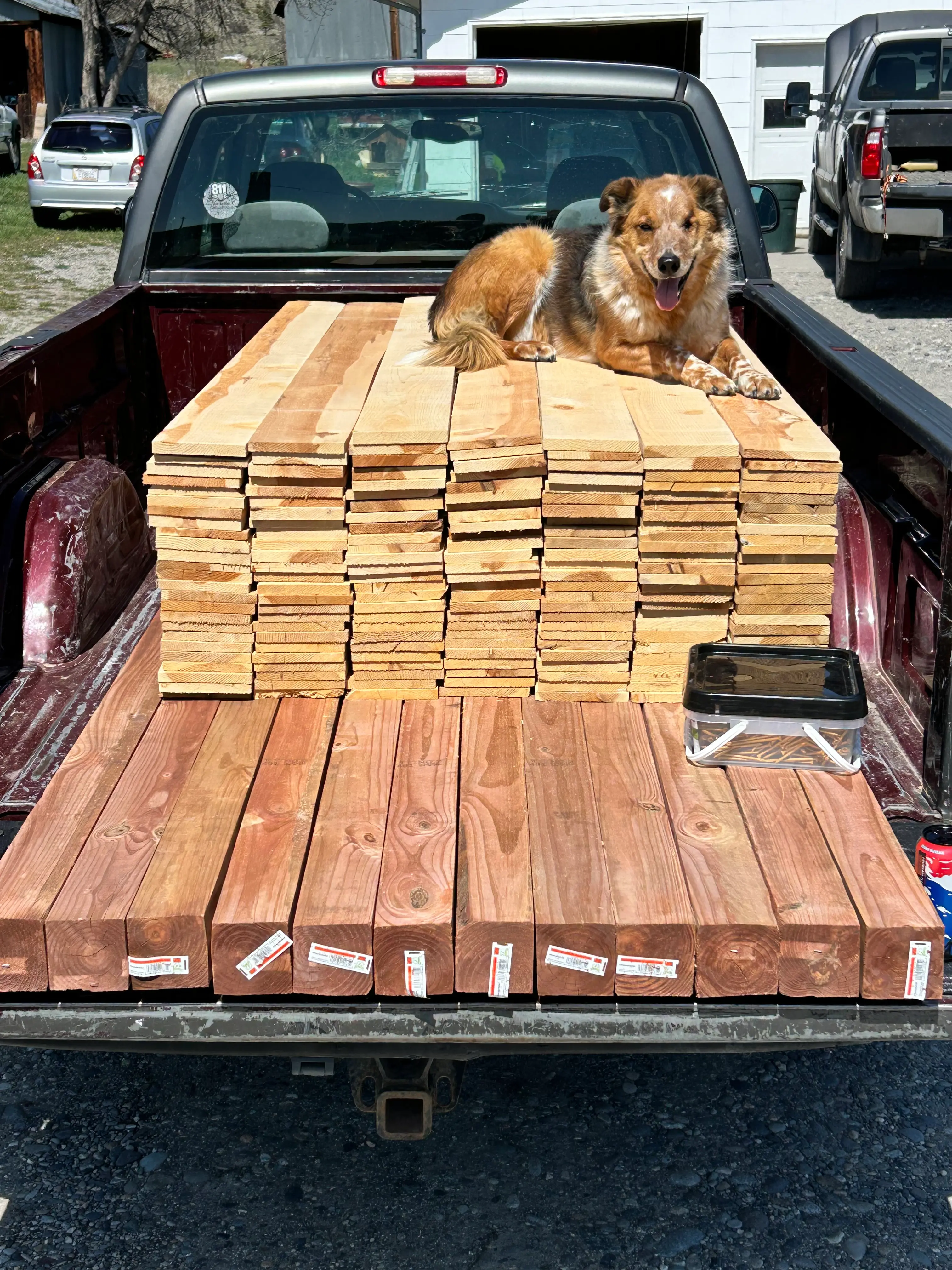 Cedar lumber on the delivery truck
