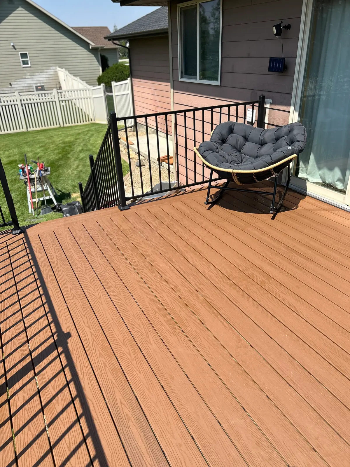 Composite deck surface with seating